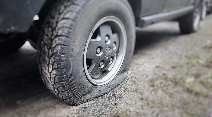flat car tire.