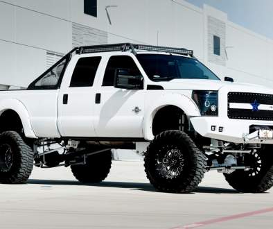 Lifted full size white Ford 4x4