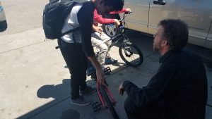 Taking care of the kid's bike